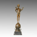 Kids Statue Girl and Flutes Bronze Sculpture, Frederick Wm. Macmonnies TPE-291